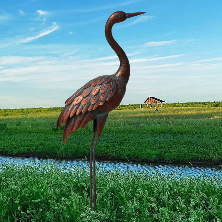 Dovecove Metal Crane Garden Statue Wayfair